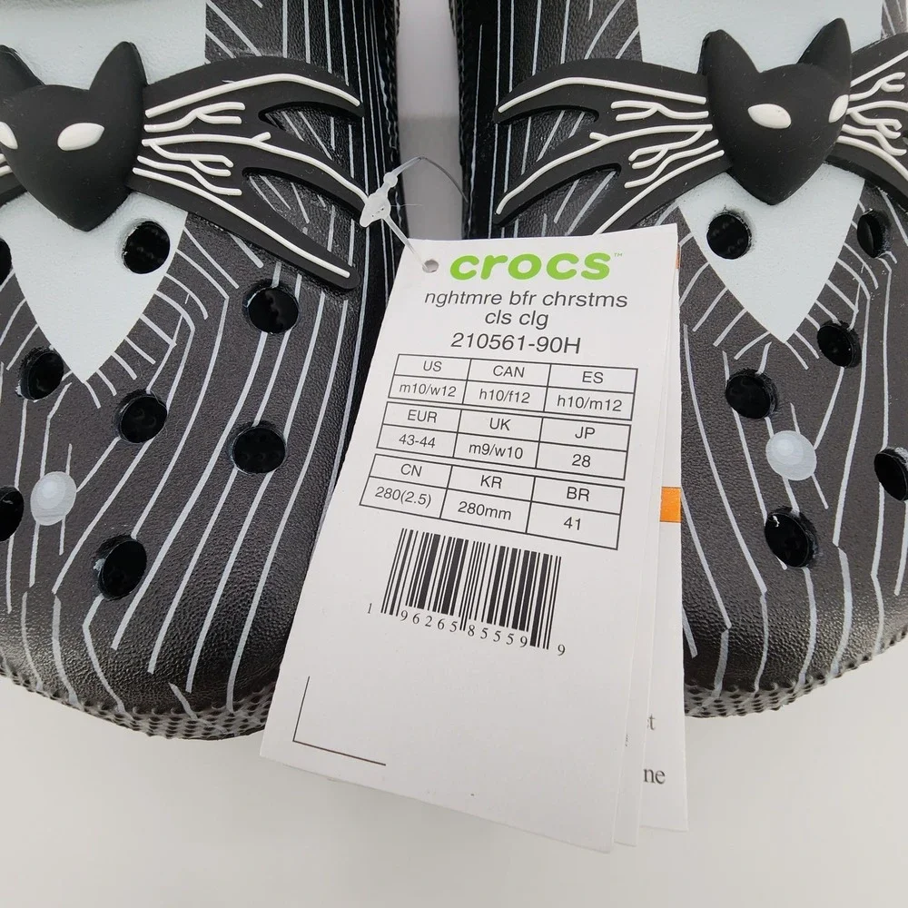 Crocs Nightmare Before Christmas M10 W12 Classic Clog Black Jack Skellington NEW
